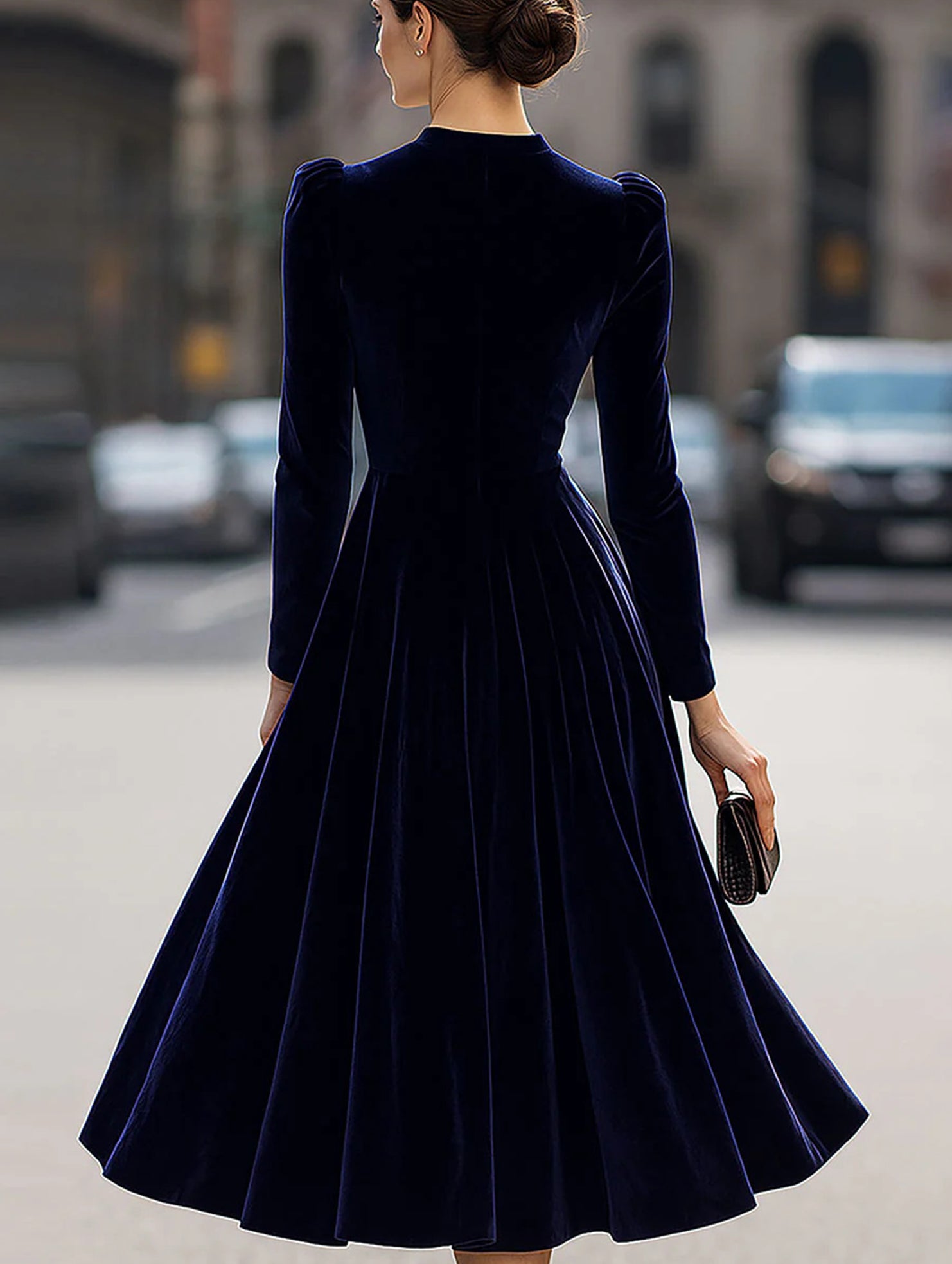 White velvet round neck long-sleeved dress by Tammy Bradley, showcasing a stylish, elegant dress with a smooth velvet texture and classic fit.