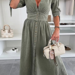 White fitted shirt dress with deep V-neck design, stylish and form-fitting, from My Store.
