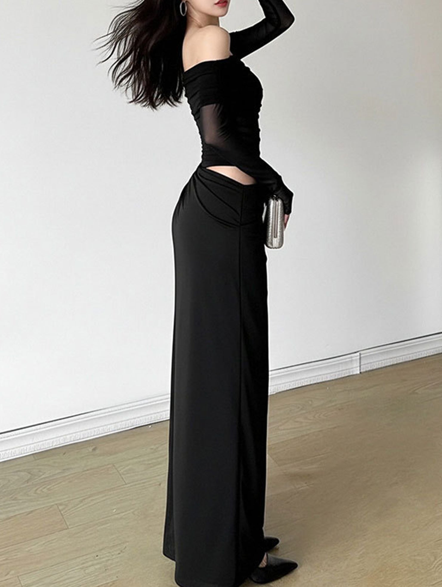 Elegant white French-style slim-fit dress from My Store, featuring a classic design and tailored fit for a sophisticated look.