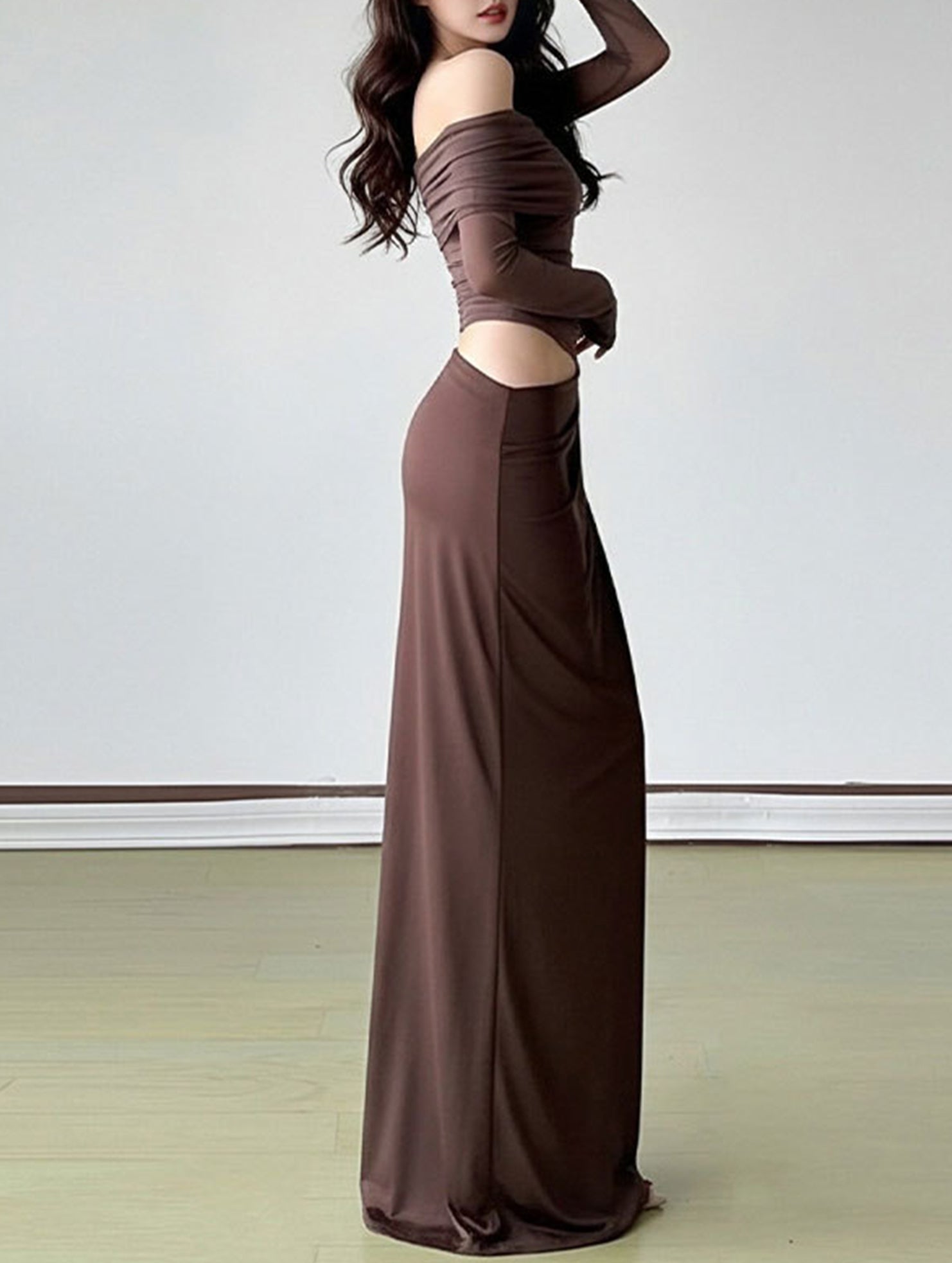 Elegant white French-style slim-fit dress from My Store, with a sleek silhouette and classic design, displayed on a hanger.