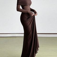 Elegant white French-style slim-fit dress from My Store, featuring a tailored fit and classic design, shown on a mannequin.