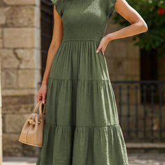 White cross-border sleeved dress by My Store, stylish solid color dress with a flattering fit and elegant design.