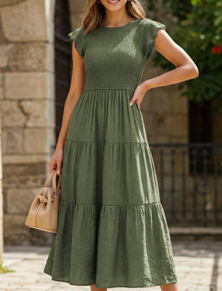 White cross-border sleeved dress by My Store, stylish solid color dress with a flattering fit and elegant design.