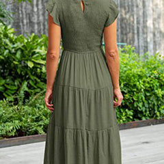 White solid color cross-border sleeved dress from My Store, featuring a stylish and elegant design with long sleeves.