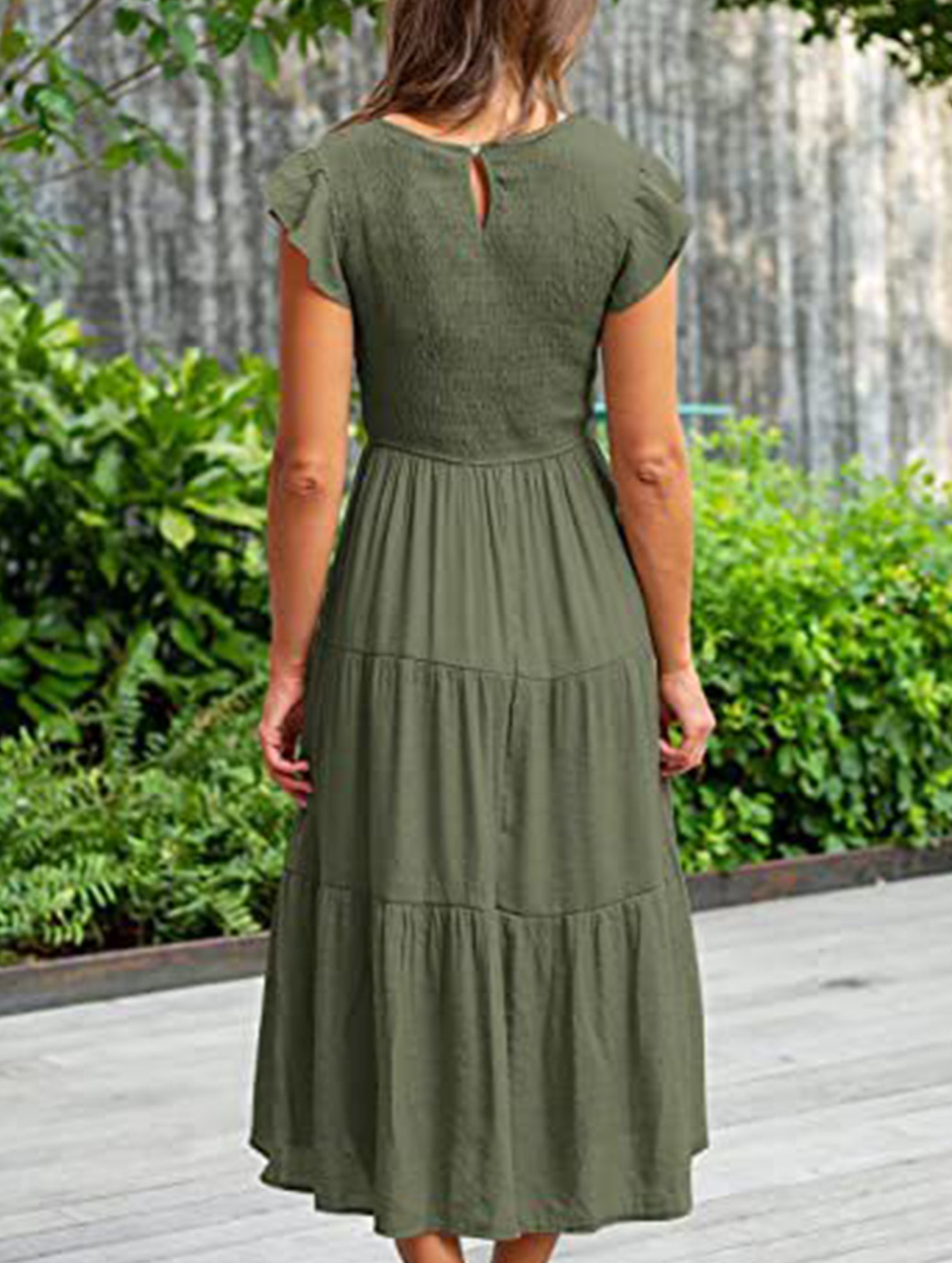 White solid color cross-border sleeved dress from My Store, featuring a stylish and elegant design with long sleeves.