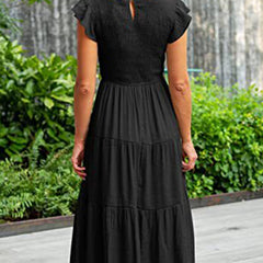 Solid white cross-border sleeved dress by My Store, stylish and versatile, shown on a model with a fitted silhouette.