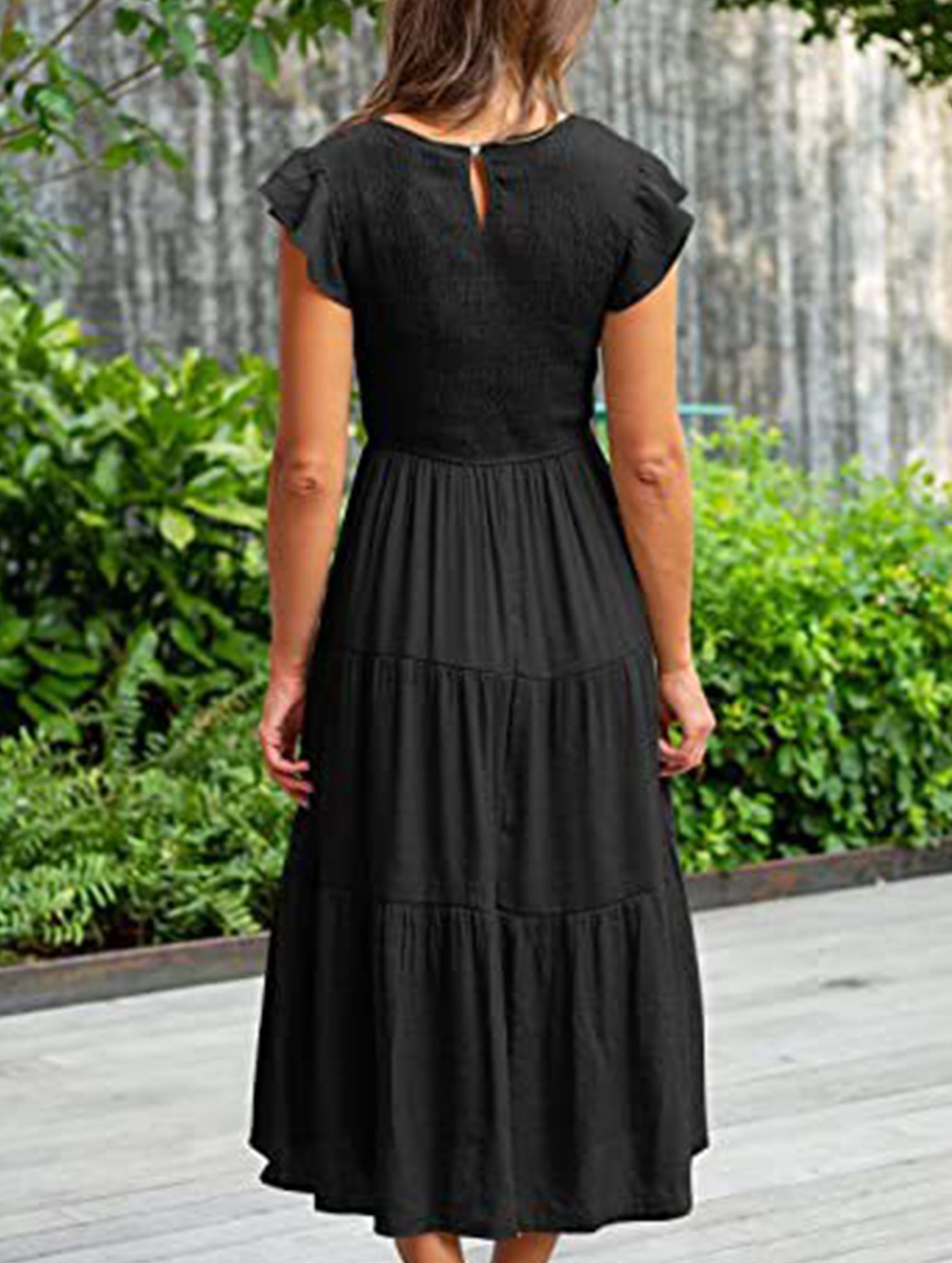 Solid white cross-border sleeved dress by My Store, stylish and versatile, shown on a model with a fitted silhouette.
