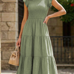 White sleeved cross-border dress from My Store, featuring a solid color design and stylish detailing on the fabric.