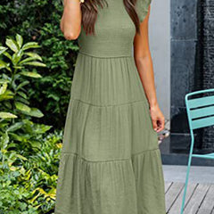 White cross-border sleeved dress from My Store, showcasing a solid color design with stylish long sleeves.