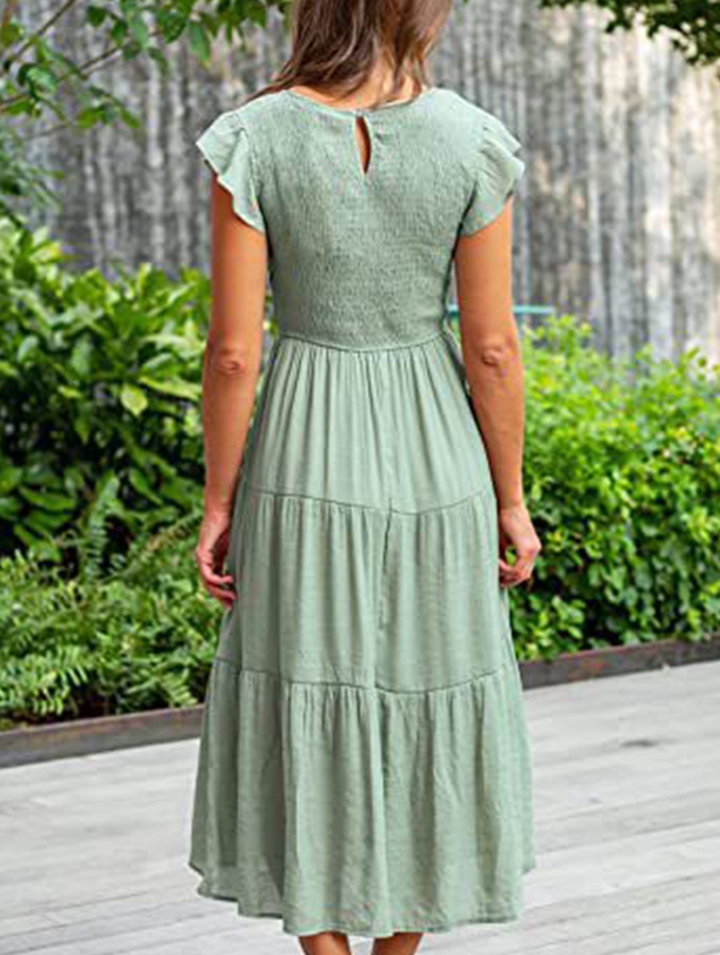 Light green solid color cross-border sleeved dress by My Store, showcasing a stylish, casual dress with long sleeves and a relaxed fit.