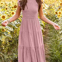 White cross-border sleeved dress by My Store, stylish solid color dress with a flattering fit and elegant design.