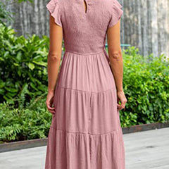 Solid white cross-border sleeved dress by My Store, stylish and elegant for any occasion.