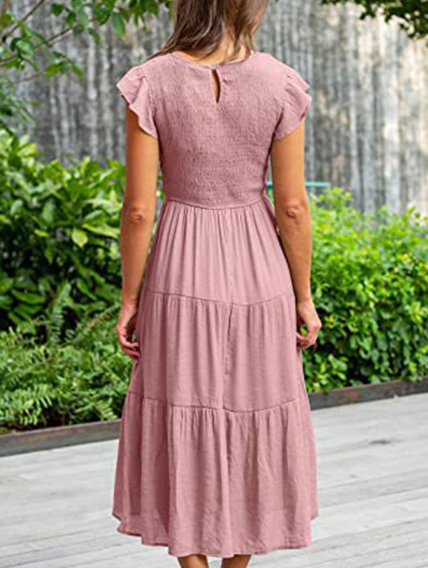 Solid white cross-border sleeved dress by My Store, stylish and elegant for any occasion.