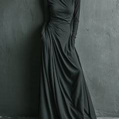 Cotton turtleneck maxi dress by My Store, elegant evening dress in soft fabric with long sleeves and flowing silhouette.