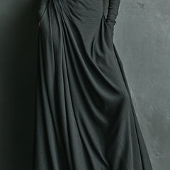 Cotton turtleneck maxi evening dress by My Store, featuring a sleek silhouette and long sleeves, shown in a dark color.