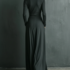 Cotton turtleneck maxi evening dress from My Store featuring a flowing silhouette and long sleeves in a stylish design.