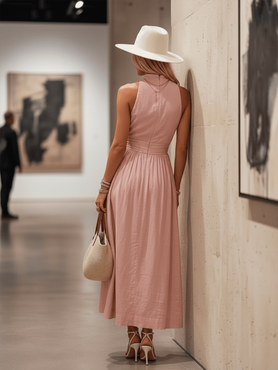 Sleeveless cotton maxi dress for women by Tammy Bradley, flowing style with a fitted bodice and ankle-length skirt.