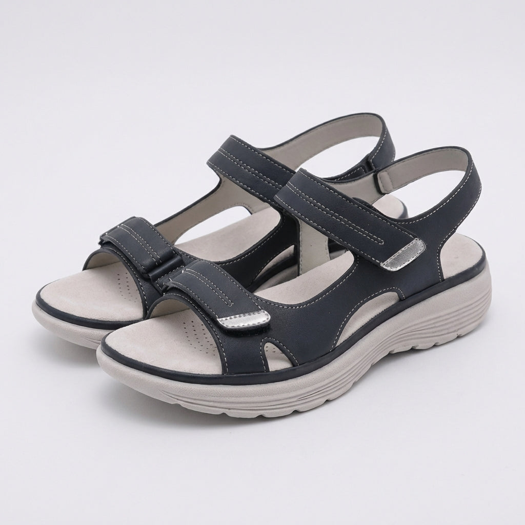 Gray orthopedic comfort fit sandals with chunky sole and adjustable straps from My Store, showcasing the stylish and supportive design.