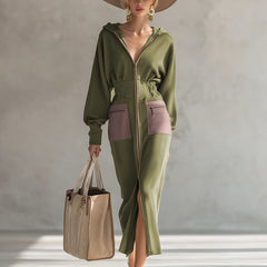 Green long sleeve maxi dress, elegant evening dress with flowing fabric, designed by My Store, shown on a model.