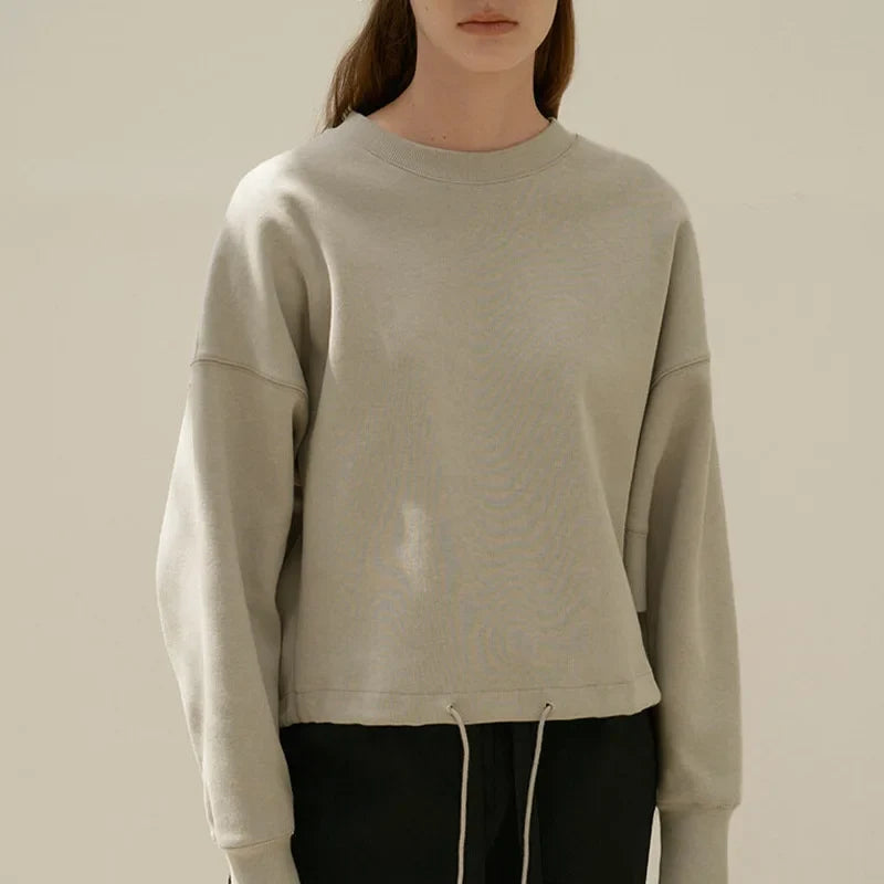 Oversized Cotton Hoodie Women Drawstring Long Sleeve Pullover