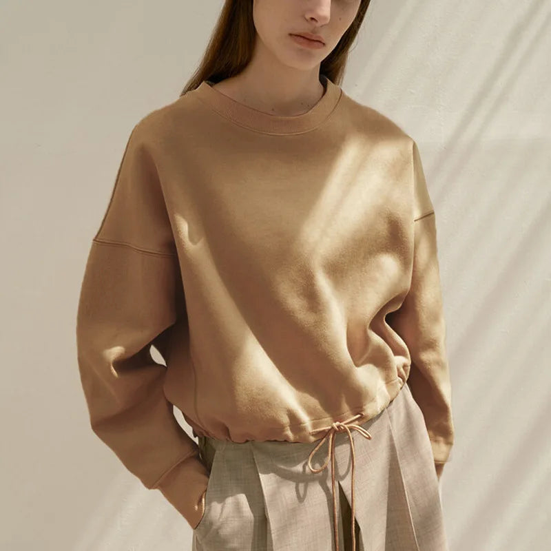 Oversized Cotton Hoodie Women Drawstring Long Sleeve Pullover