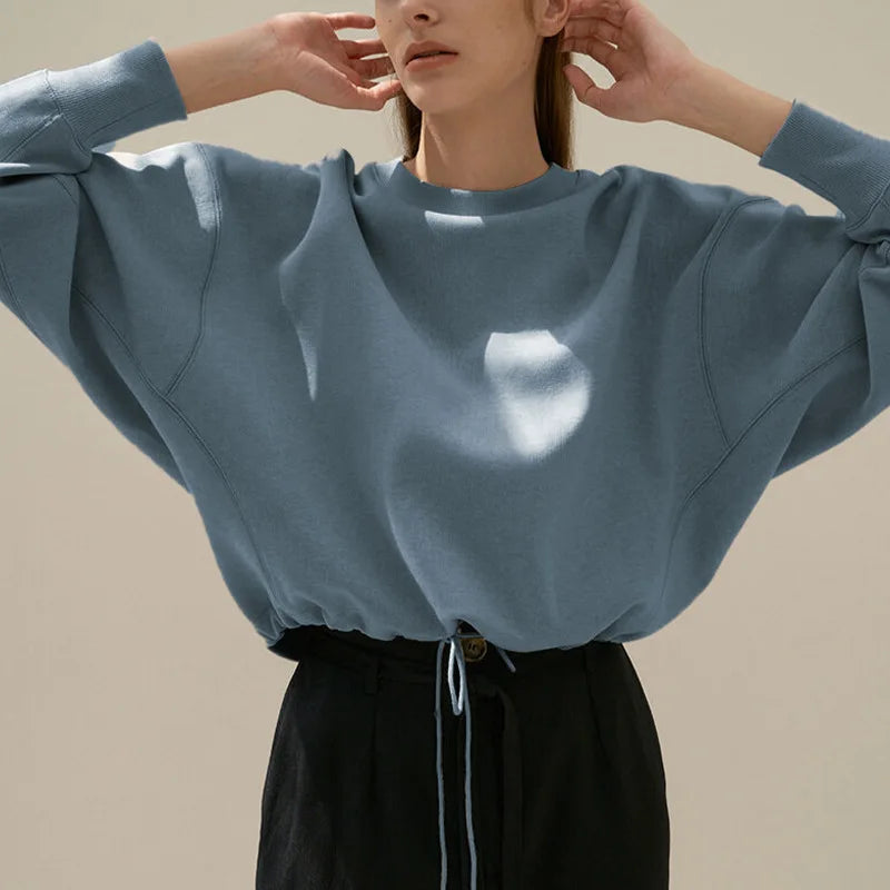 Oversized Cotton Hoodie Women Drawstring Long Sleeve Pullover