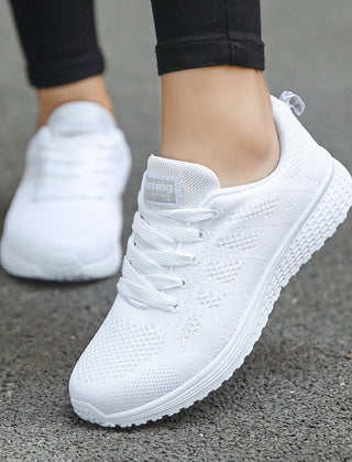 Comfortable women's orthopedic walking shoes by My Store with lace-up knit design, ideal for supportive everyday walking.