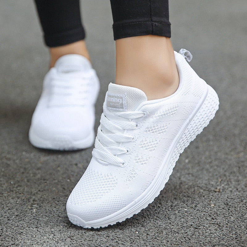 Comfortable women's orthopedic walking shoes by My Store with lace-up knit design, ideal for supportive everyday walking.