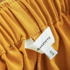 High-waist linen blend shorts for women with elastic waistband, stylish and comfortable pants from My Store.