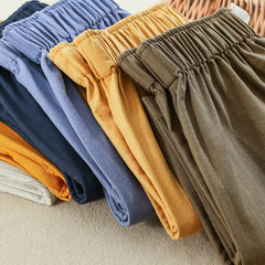 High waist linen blend shorts for women with elastic waistband, stylish and comfortable pants by My Store.