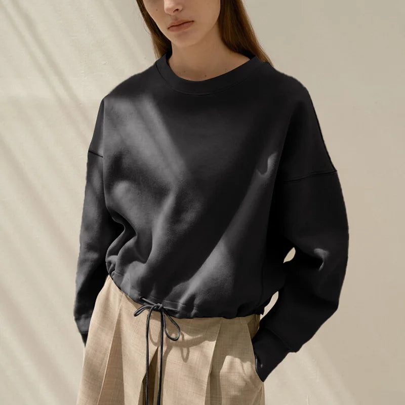 Oversized Cotton Hoodie Women Drawstring Long Sleeve Pullover