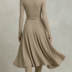 Knit long sleeve midi evening dress from My Store featuring a fitted silhouette and elegant design, suitable for formal occasions.