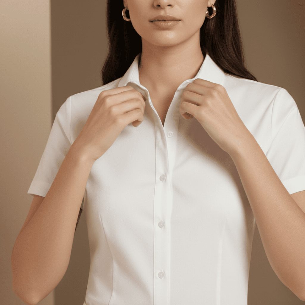 Women’s linen-blend short-sleeve loose-fit shirt by Tammy Bradley, lightweight and casual top for warm weather.