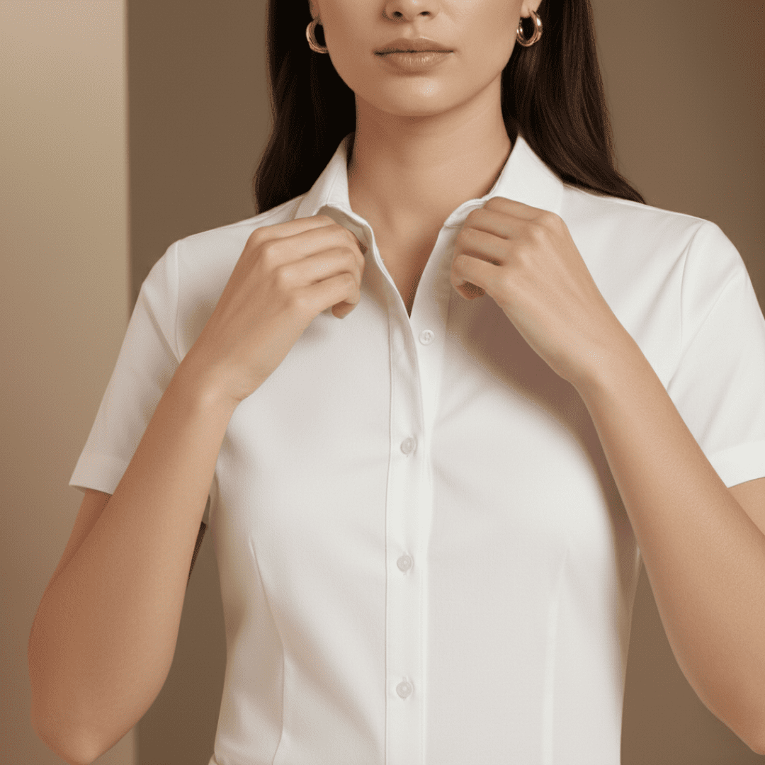 Women’s linen-blend short-sleeve loose-fit shirt by Tammy Bradley, lightweight and casual top for warm weather.