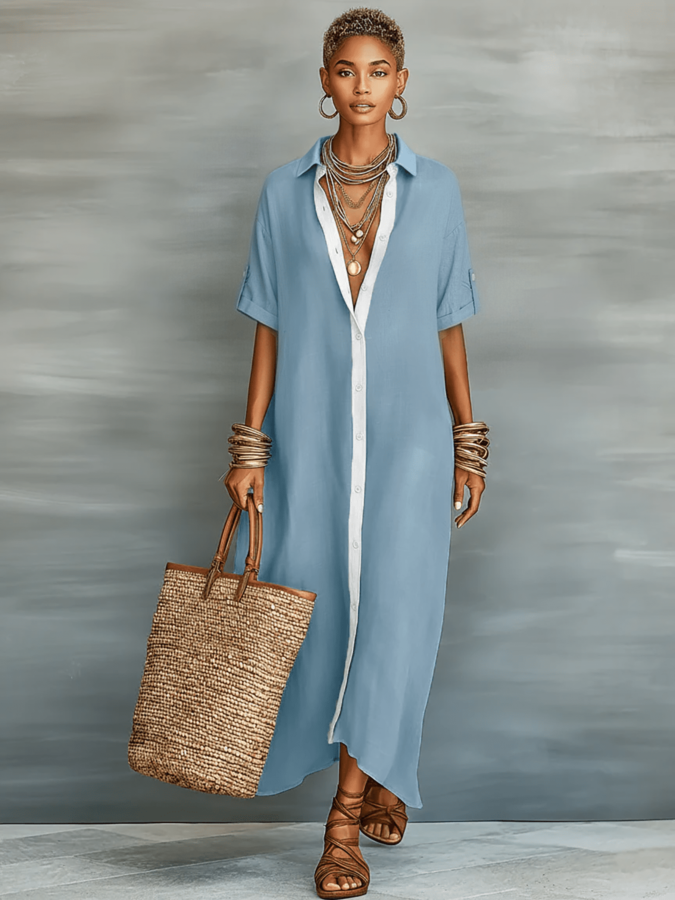 Light beige Tammy Bradley linen maxi dress for women with a flowing silhouette and sleeveless design, perfect for summer wear.
