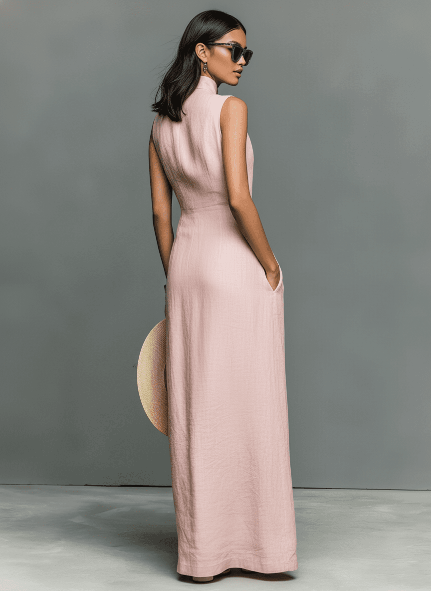 Tammy Bradley sleeveless linen maxi dress for women, flowing design with a relaxed fit, in soft linen fabric.