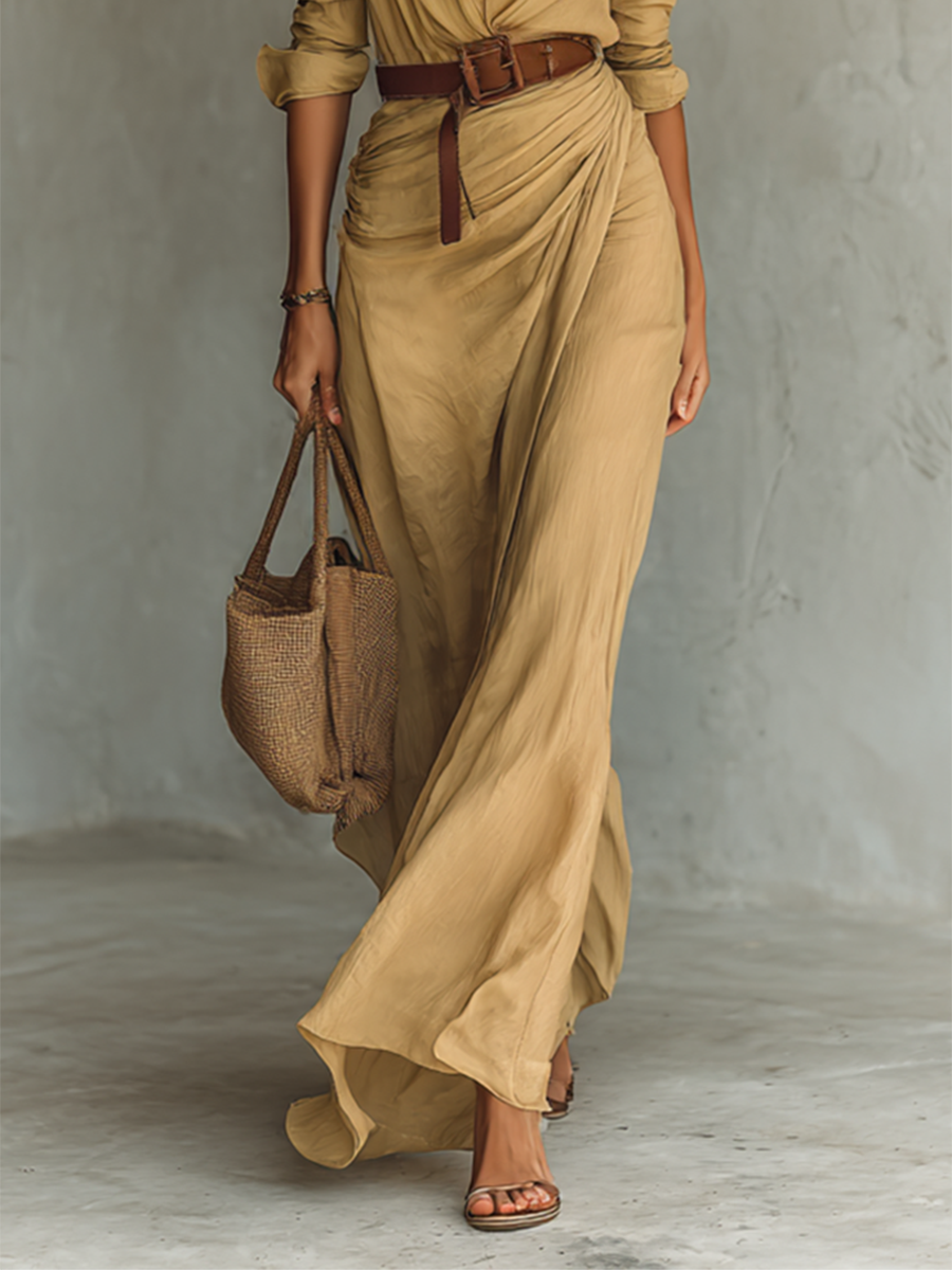 Long sleeve maxi dress for women featuring a flowing silhouette and elegant design, ideal for stylish occasions.