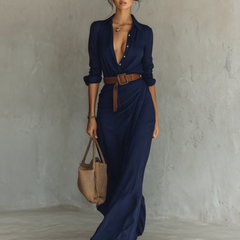 Long sleeve maxi dress for women by My Store, featuring a flowing silhouette and elegant design, suitable for casual or formal wear.