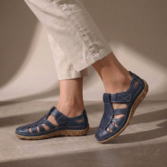 Marine blue Cutout Fisherman Sandals for women by Tammy Bradley, featuring open toe design and adjustable straps.