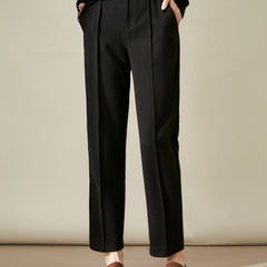 Women's Merino wool tapered trousers, stylish and comfortable pants for women, showcasing a tailored fit in neutral color.