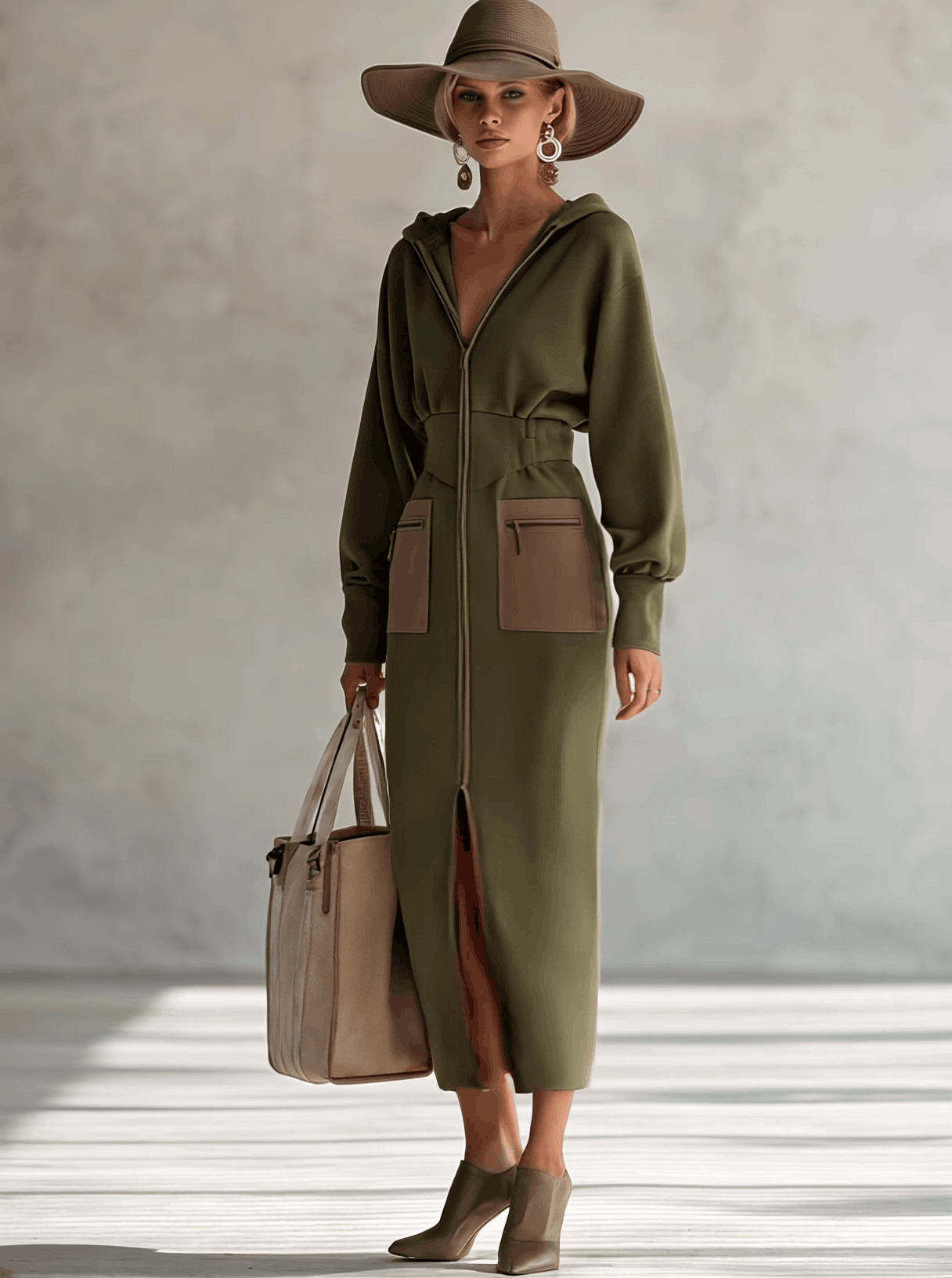Green long sleeve maxi dress from My Store, elegant evening dress with flowing fabric and fitted waist, perfect for formal events.