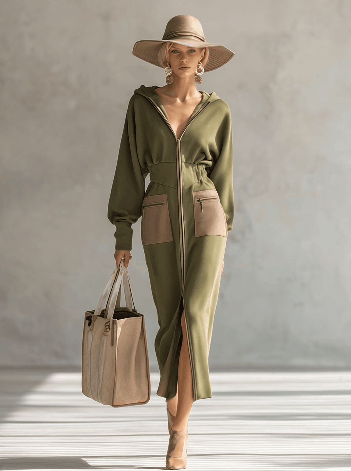 Green long sleeve maxi dress from My Store, elegant evening dress with flowing fabric and a fitted bodice.