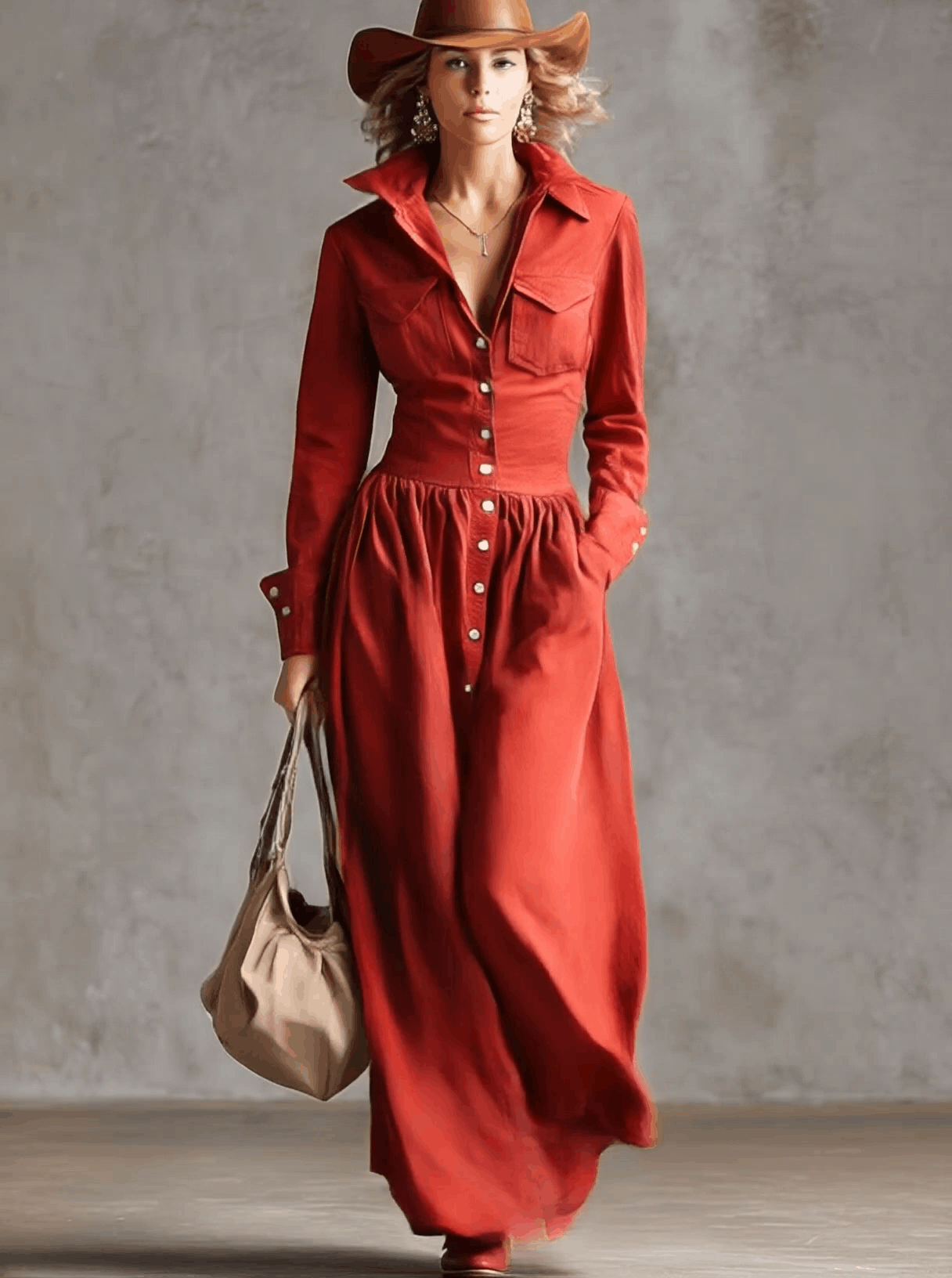 Red linen maxi dress by My Store featuring a casual, flowing design perfect for everyday wear.