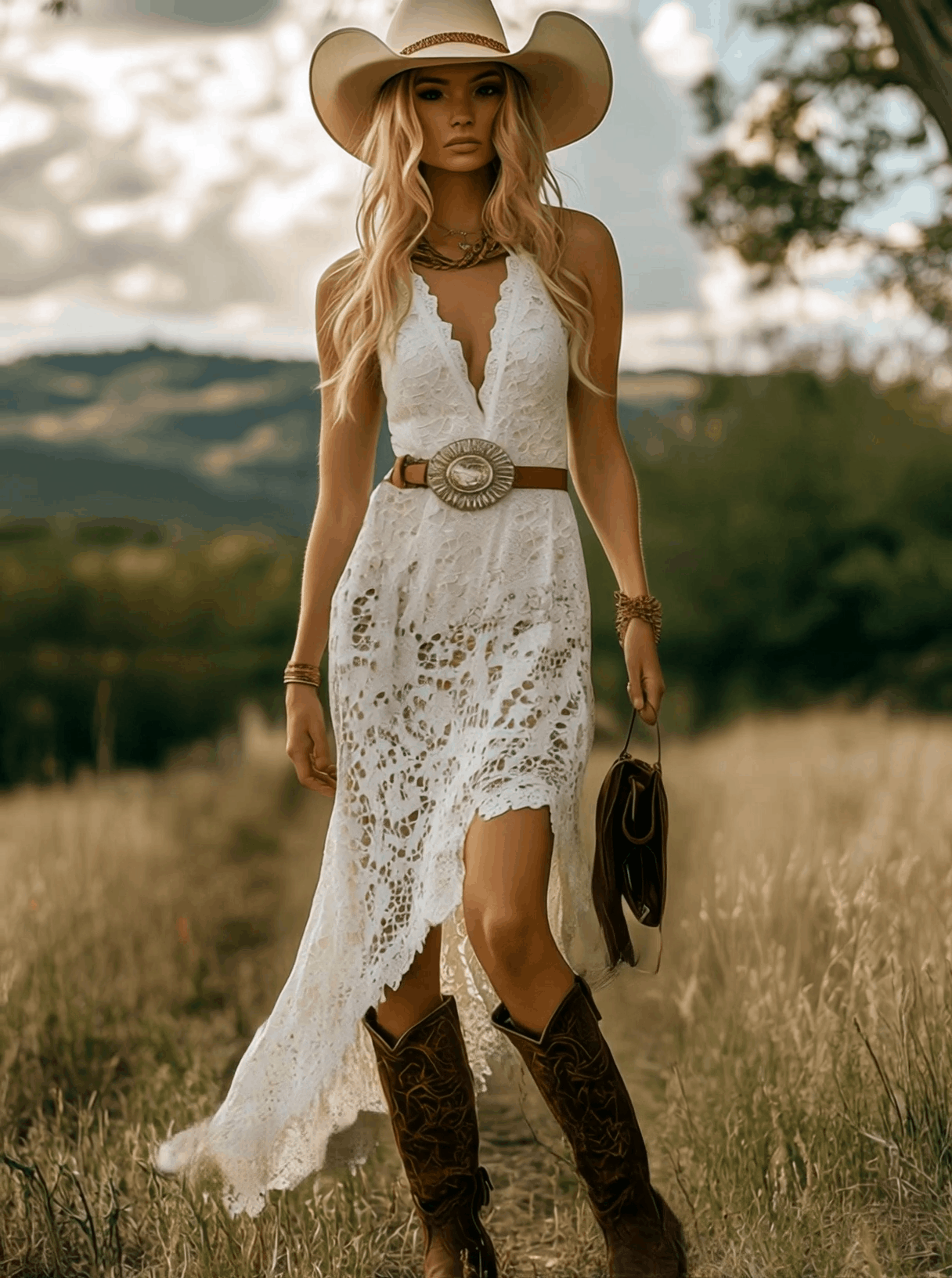 White lace maxi dress from My Store, casual long dress with delicate lace details, flowing silhouette, perfect for summer occasions.