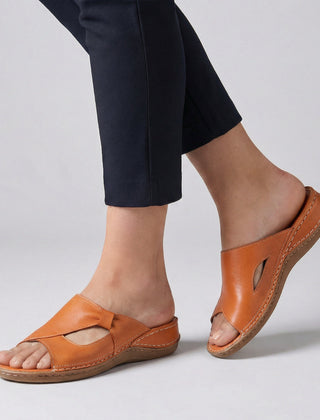 Orange open-toe slide sandals for women by Tammy Bradley, featuring a stylish and comfortable design.