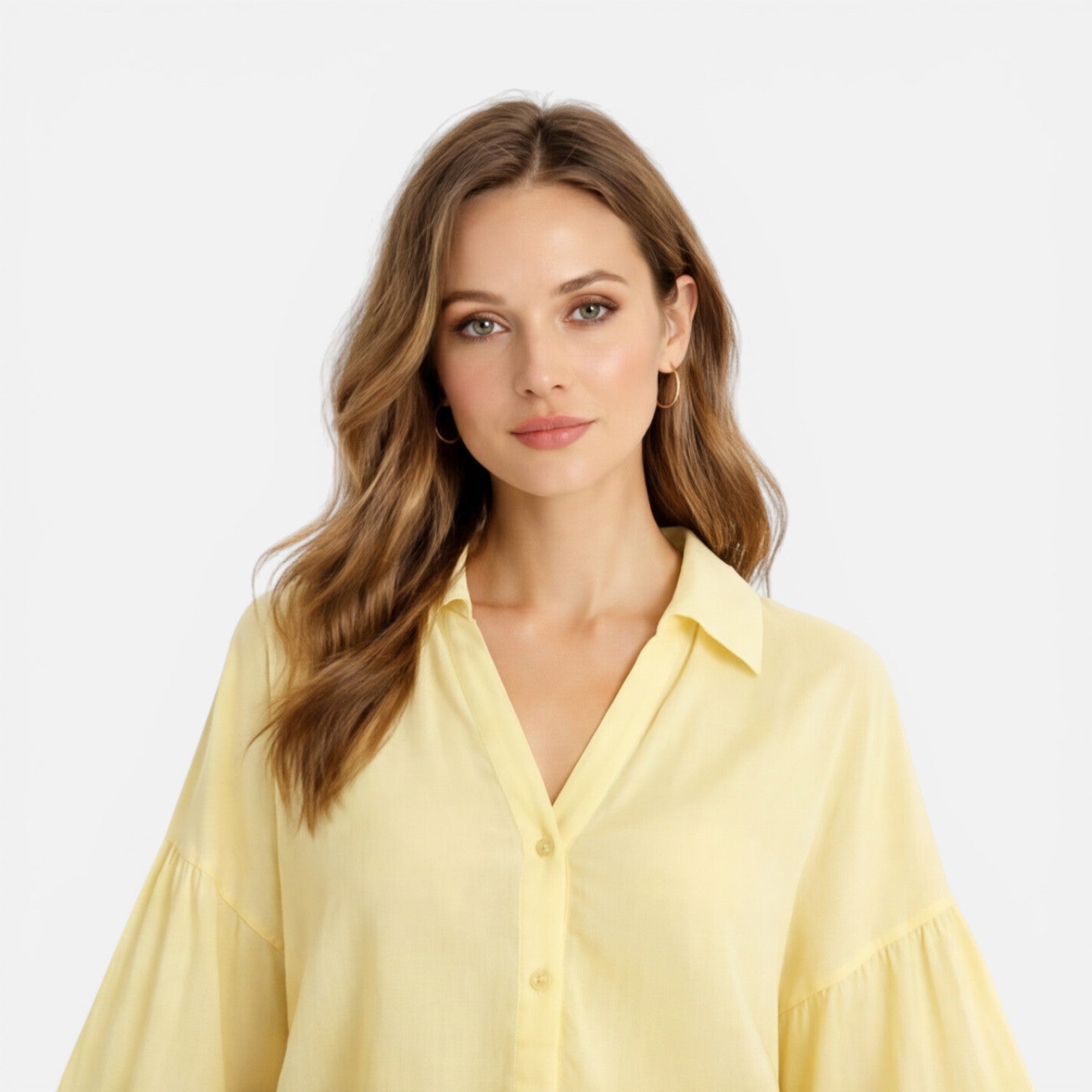 Lightweight women's summer blouse from My Store, loose fit vacation shirt in breathable fabric, shown in an oversized fit.