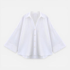 Lightweight women's summer blouse with a loose fit, ideal for vacation wear, featuring soft fabric and relaxed style.
