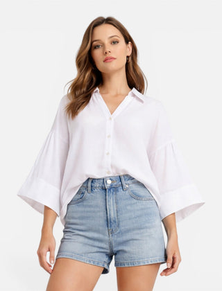 Lightweight women's summer blouse from My Store with a loose fit, perfect for vacation, shown in an oversized style.