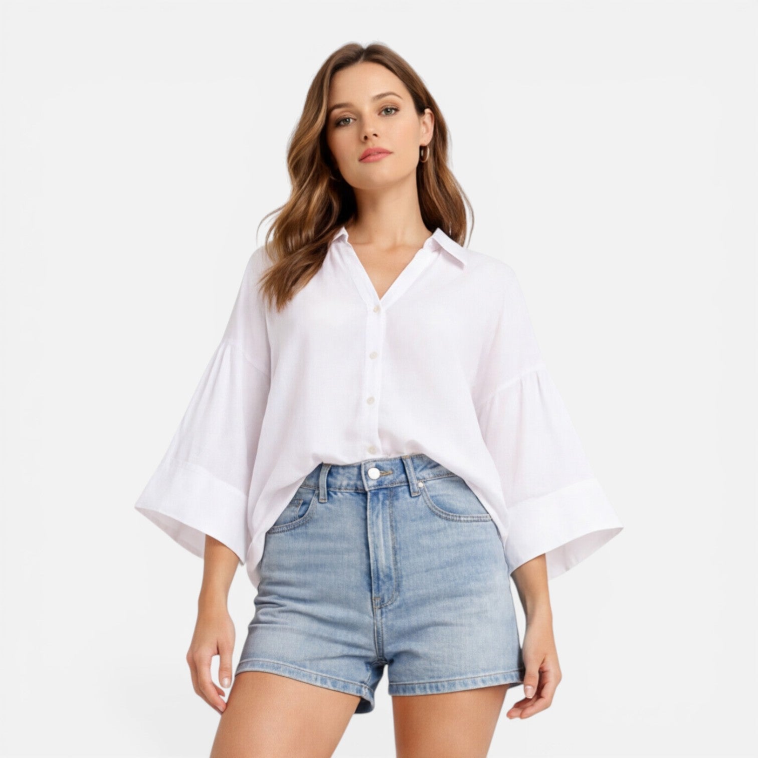 Lightweight women's summer blouse from My Store with a loose fit, perfect for vacation, shown in an oversized style.