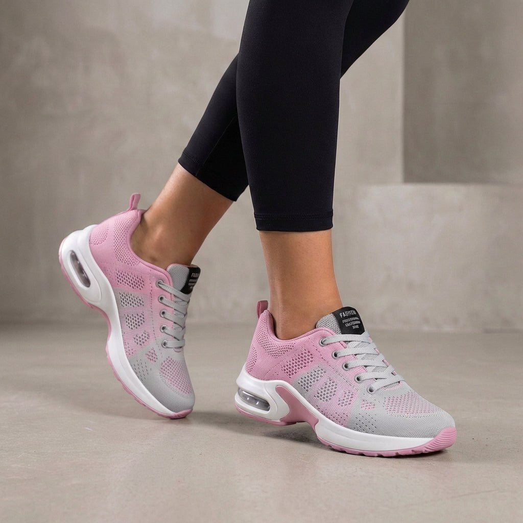 Pink Tammy Bradley women's knit sneakers with breathable fabric and casual style, perfect for everyday comfort and fashion.